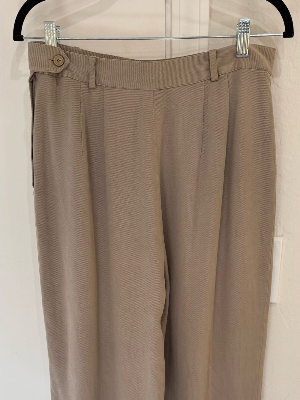 Ann Taylor Beige/Grey Wide-Leg Silk Pants